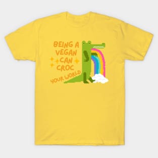 Being Vegan can rock your world crocodile vegan pun T-Shirt